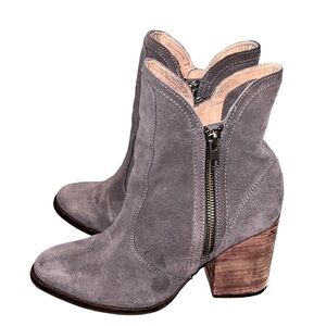 SEYCHELLES Gray Suede Zip Ankle Booties Boots size 7.5
